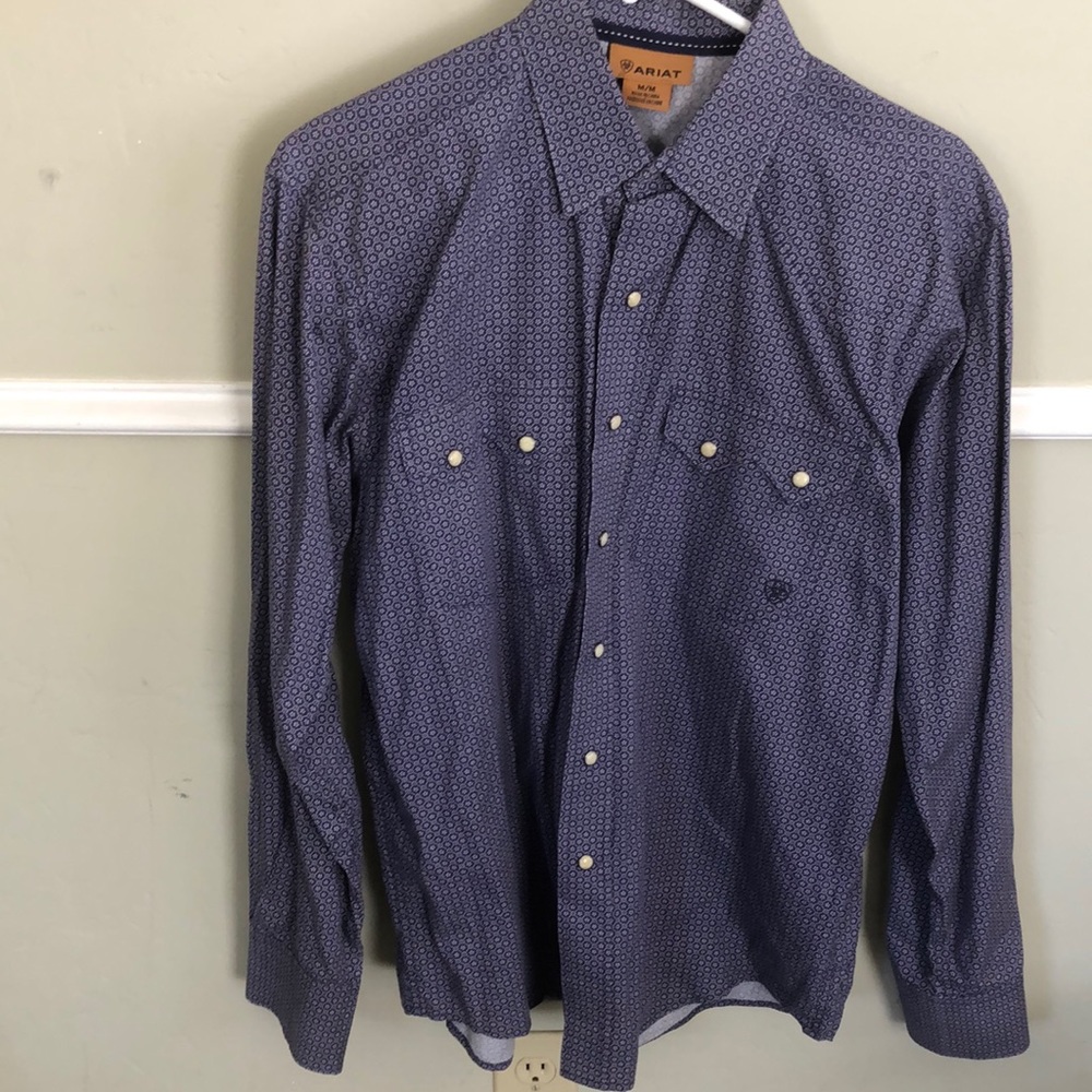 Ariat blue pattern snap front with snap pockets